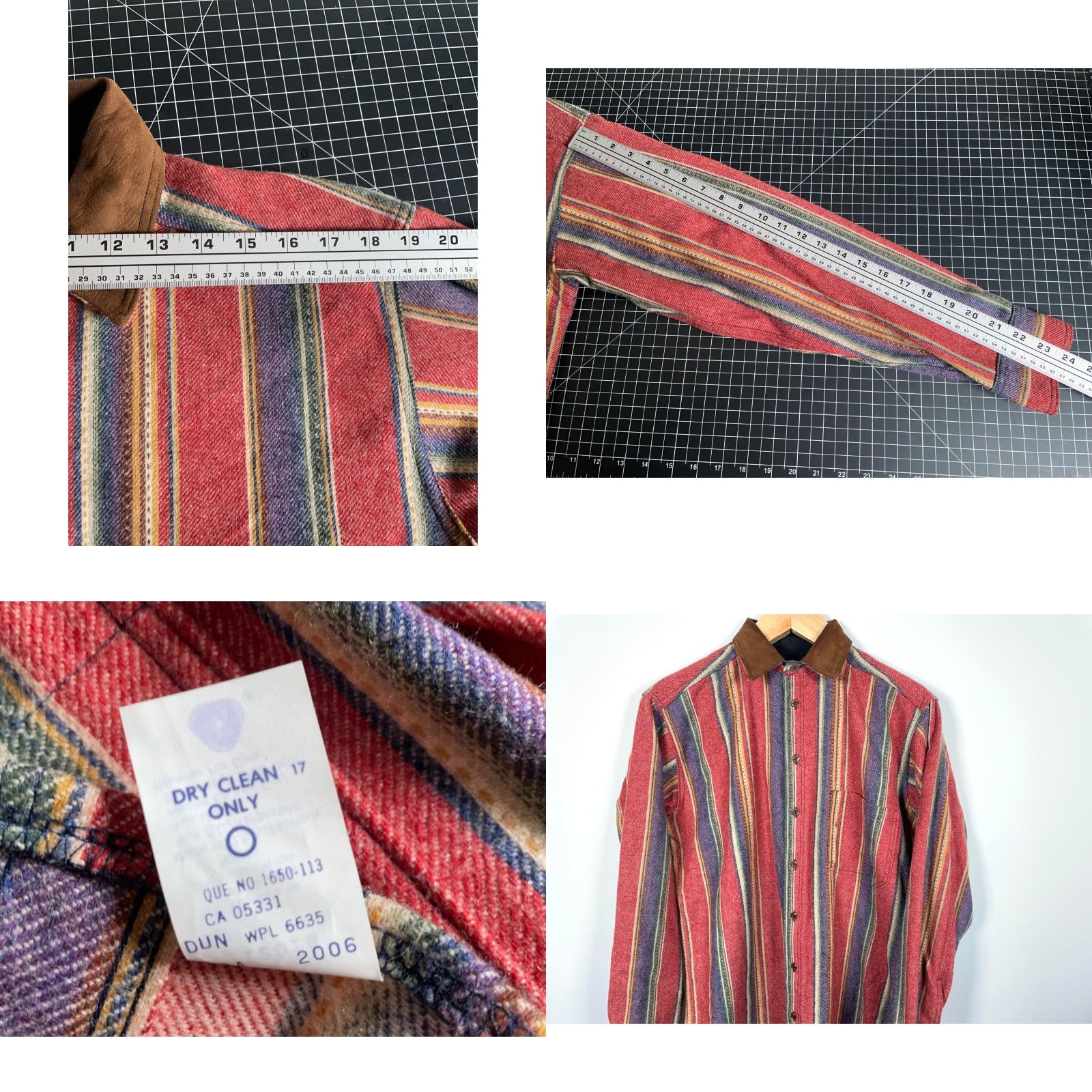 Vintage VINTAGE Woolrich Shirt Men Medium Red Blue Stripe Leather Collar Wool Flannel 90s Hipster Retro Workwear Casual Shirt Mens Size US M / EU 48-50 / 2 - 8 Thumbnail