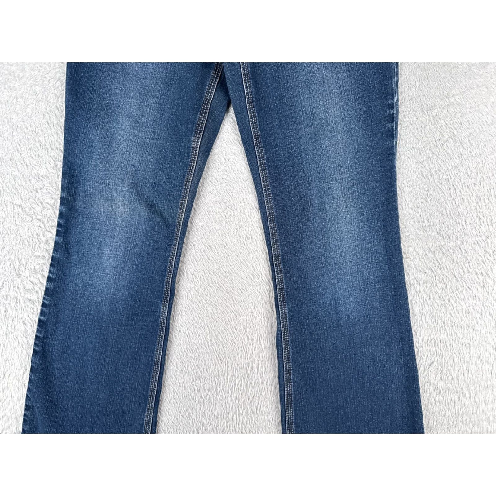 Vintage Chicos Jeans Women Bootcut Jeans 00 Blue Cotton Blend Denim Low Rise 28x30 5-Pocket Designer American Classic Logo Embroidered Slim Size 24" / US 00 / IT 34 - 3 Thumbnail