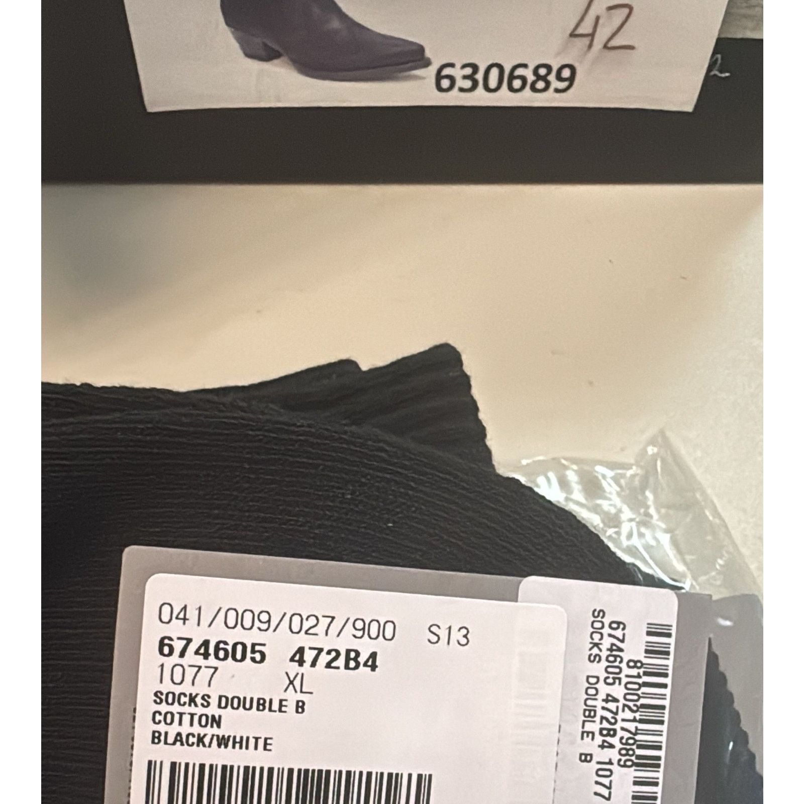 Balenciaga o1rshd1 Q:2 / Size: XL / Cotton Socks Double B Black/White Size ONE SIZE - 7 Thumbnail