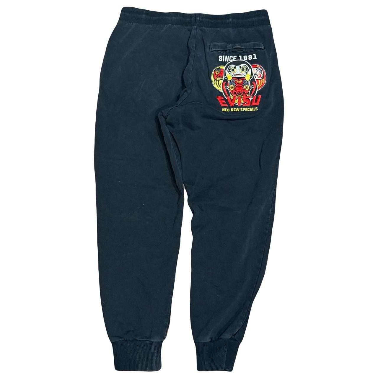 Evisu Y2K Evisu Seagull Print Black Embroidered Cuffed Sweatpants Size US 30 / EU 46 - 2 Thumbnail