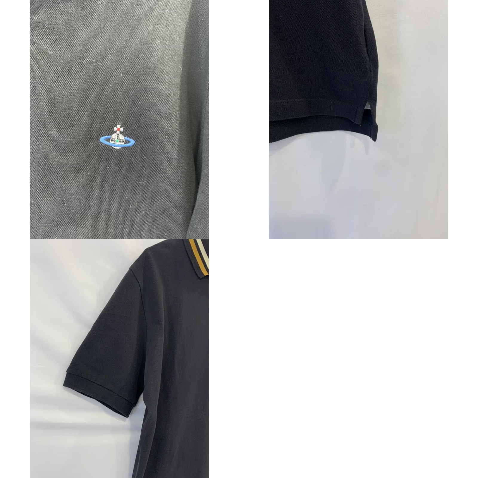 Vivienne Westwood Vivienne Westwood Man Polo Shirt Black Orb Logo Striped Collar XL Mens Polo Shirt Size US XL / EU 56 / 4 - 8 Thumbnail