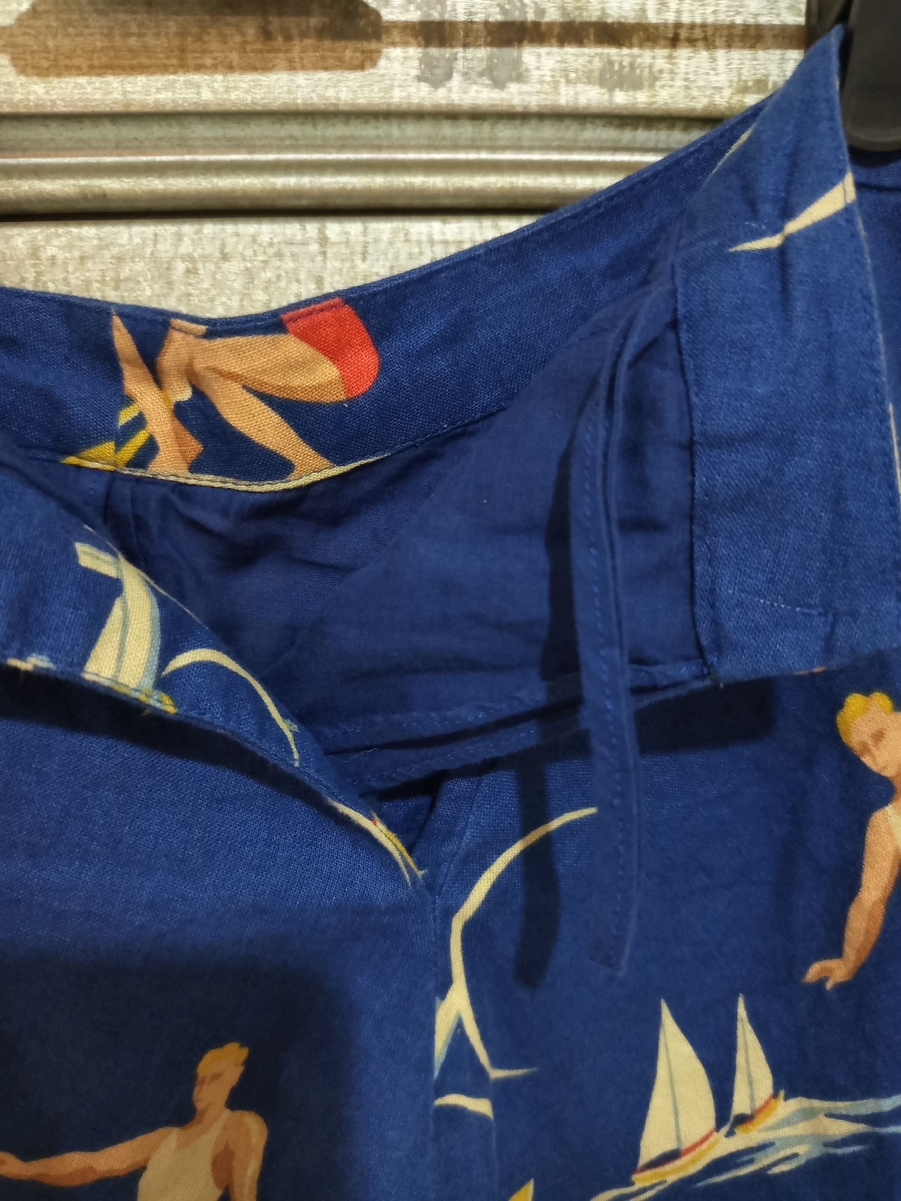 Ralph Lauren Ralph Lauren Nautical Beach Print Skirt Blue Cotton Linen Size 34" / US 12 / IT 48 - 7 Thumbnail