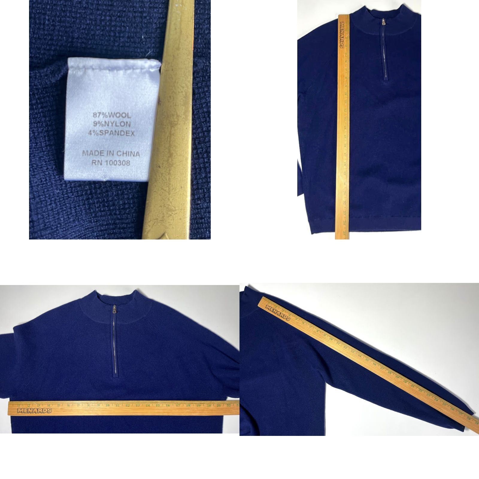 Peter Millar Peter Millar Crown Crafted 1/4 Zip Pullover Sweater Mens L Navy Wool Blend Long Sleeve Size US L / EU 52-54 / 3 - 8 Thumbnail