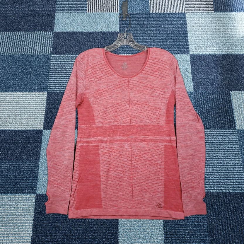 Salomon Salomon Womens L Red Long Sleeve Pullover Round Neck Breathable Lightweight Running Shirt Womens Size L / US 10 / IT 46 - 1 Thumbnail