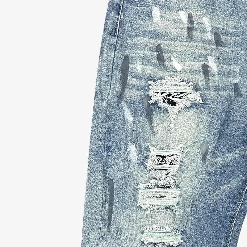 Japanese Brand × Vintage Ripped Skinny Jeans Y2k Hip Hop Patchwork Fashion Size US 31 - 5 Thumbnail