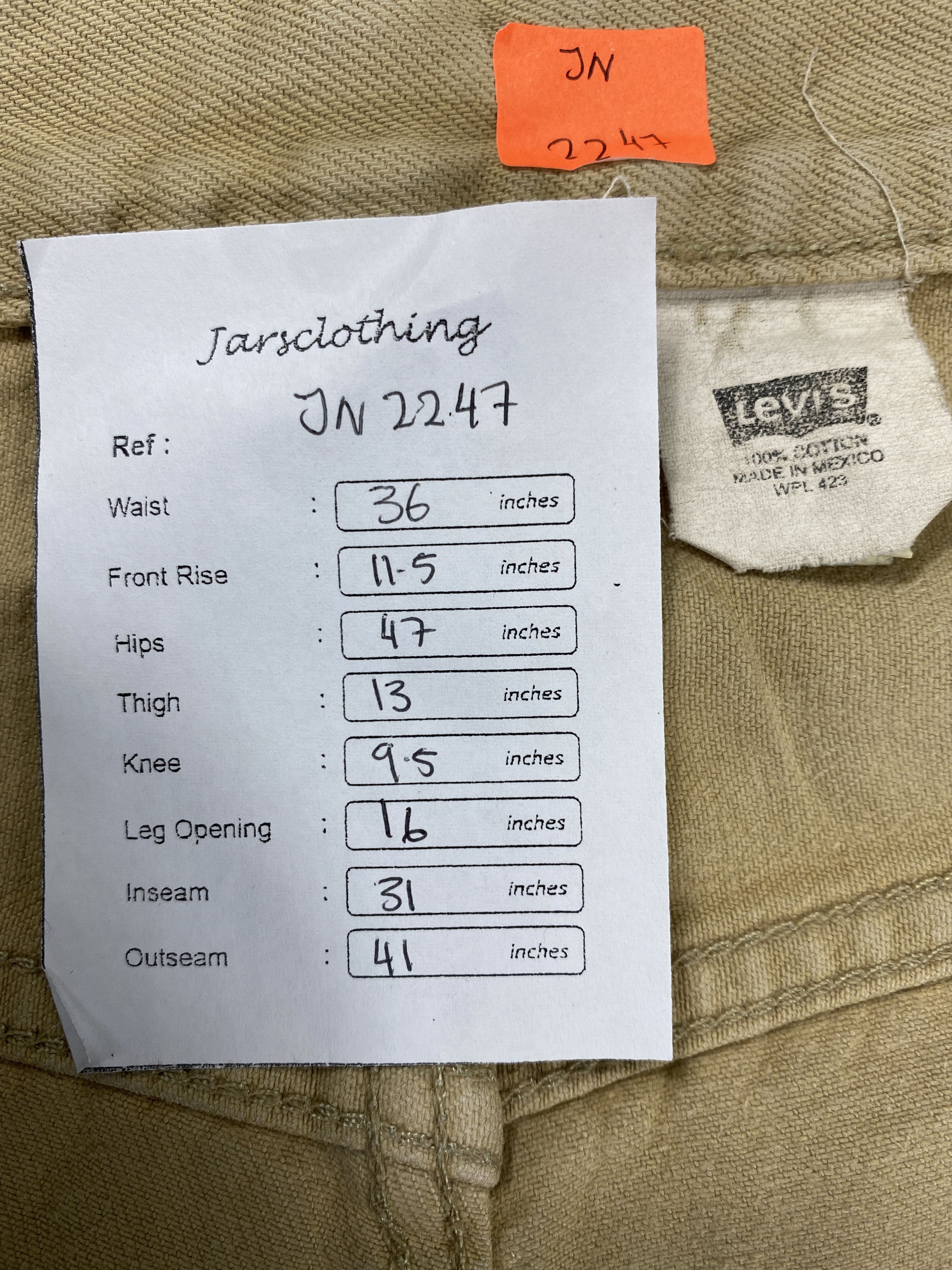 Levi's Khaki Vintage Levi's 501 Jeans 36x31 Denim -JN2247 Size US 35 - 8 Thumbnail