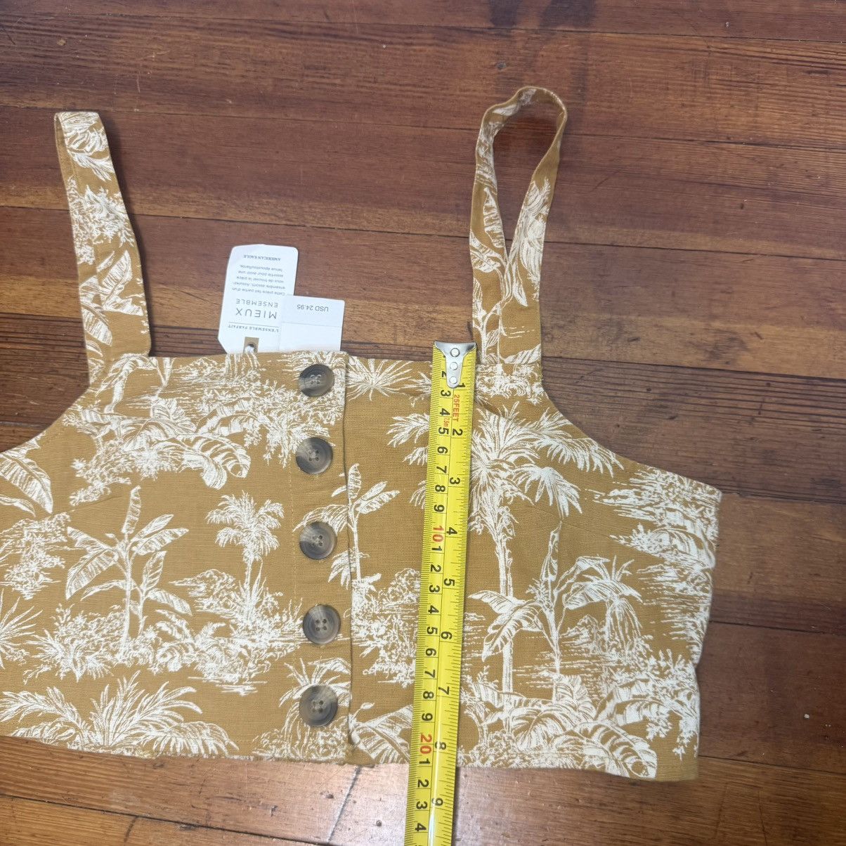American Eagle Outfitters American Eagle Outfitters Mustard Floral Button-Front Crop Size S / US 4 / IT 40 - 7 Thumbnail