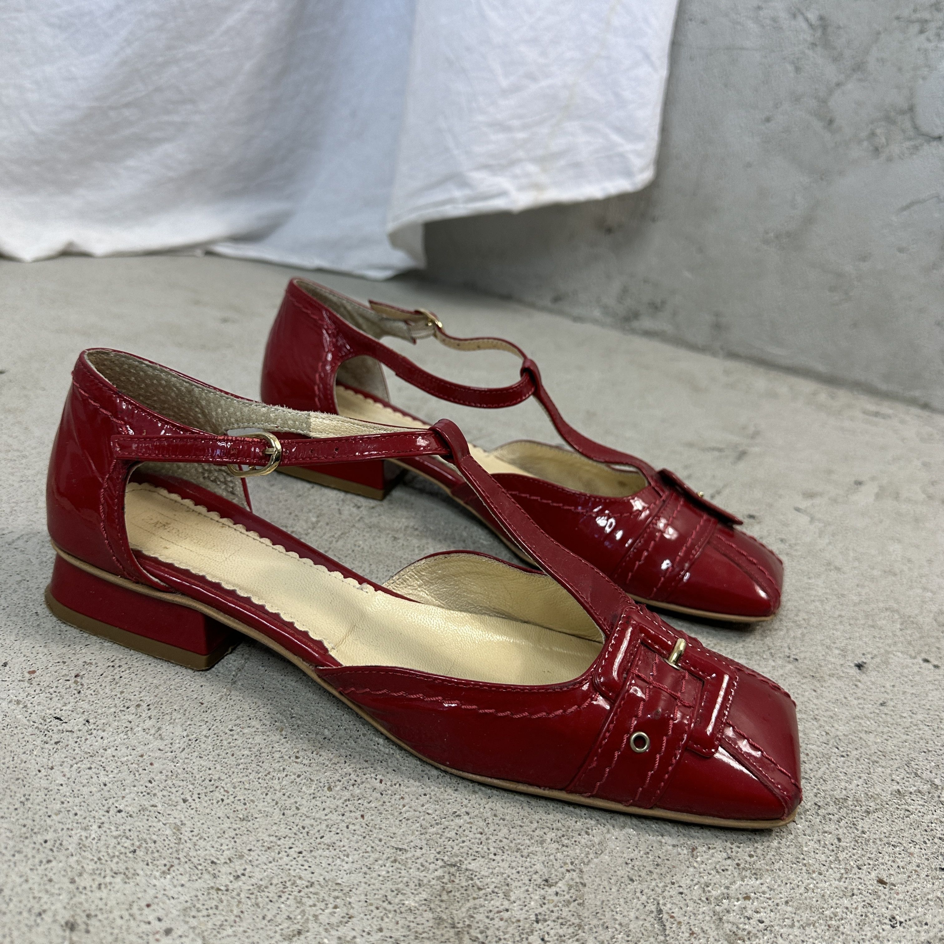 Vintage Buckle Leather Shoes Vintage Cherry Red Size US 10 / IT 40 - 8 Thumbnail