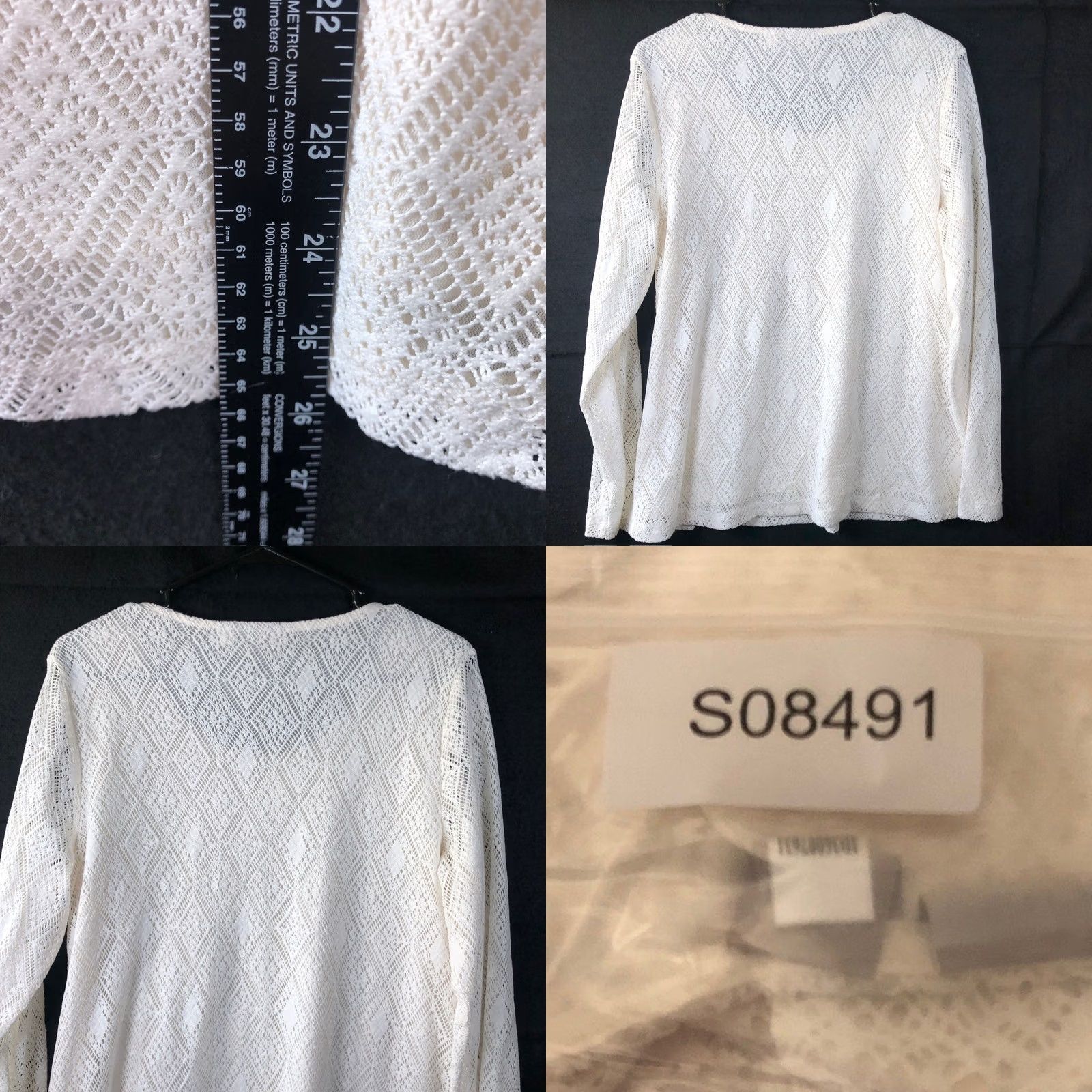 Vintage Chicos Womens Blouse Ivory Lined Textured Long Sleeve Round Neck L Size L / US 10 / IT 46 - 8 Thumbnail