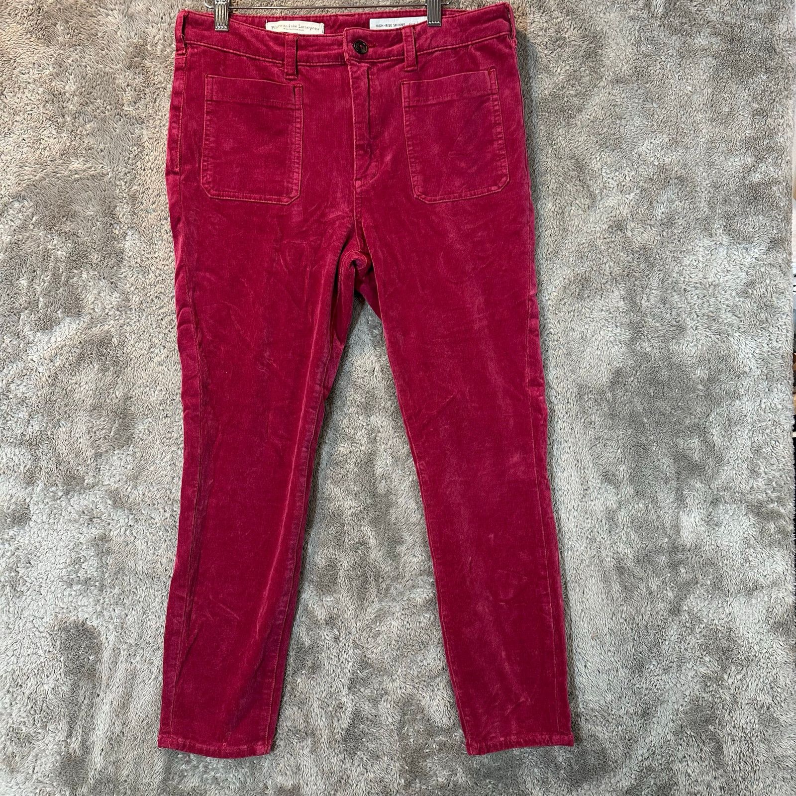 Anthropologie Pilco Anthropologie Patch Pocket Cords Corduroy Pants 30 Red Size 30" / US 8 / IT 44 - 1 Thumbnail