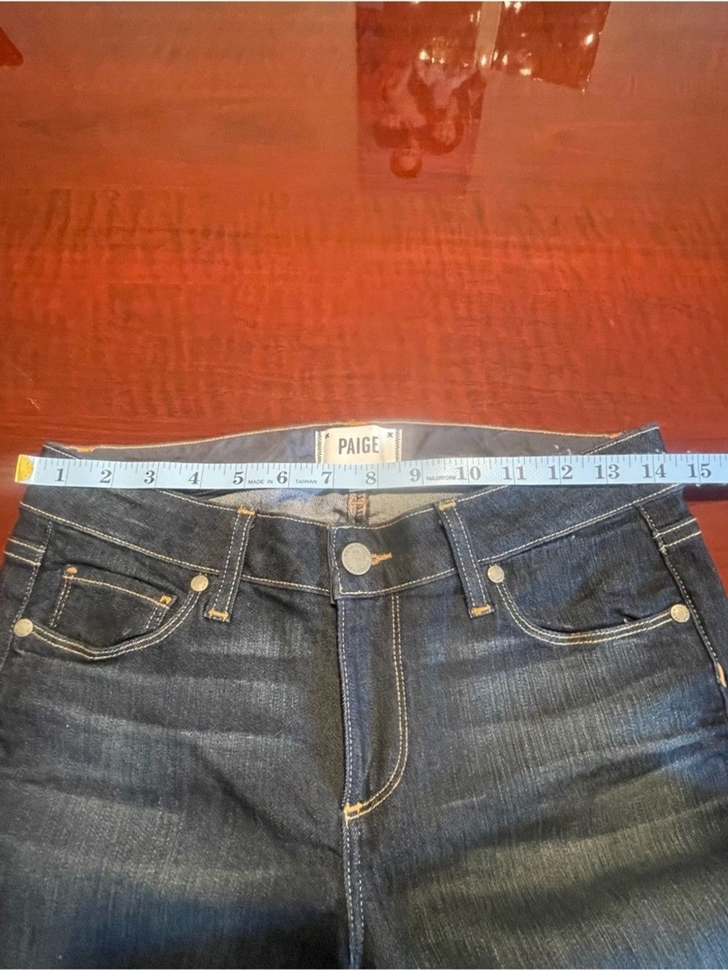 Paige PAIGE Skyline Skinny Jeans 28 Dark Wash Raw Hem Stretchy Size 28" / US 6 / IT 42 - 6 Thumbnail