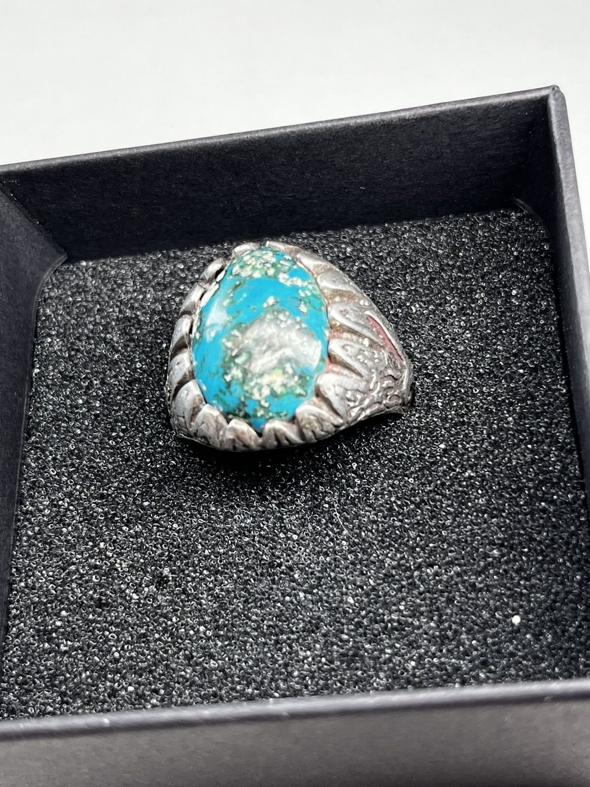 Jewelry Vintage .925 Sterling Silver Chrysocolla Stone Ring Size ONE SIZE - 3 Thumbnail