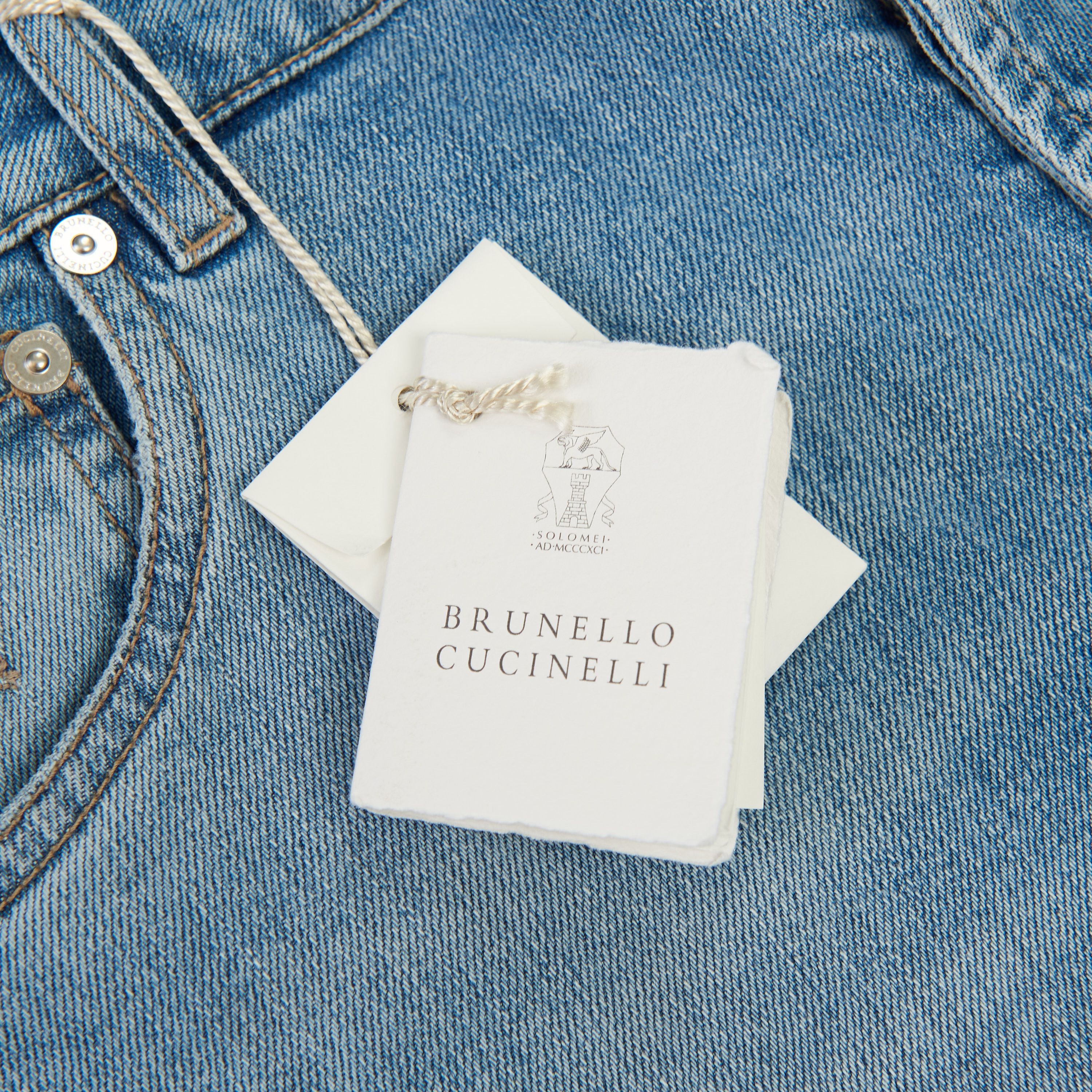 Brunello Cucinelli Slim Fit Five Pocket Jeans In Light Blue Denim Size US 44 / EU 60 - 10 Thumbnail