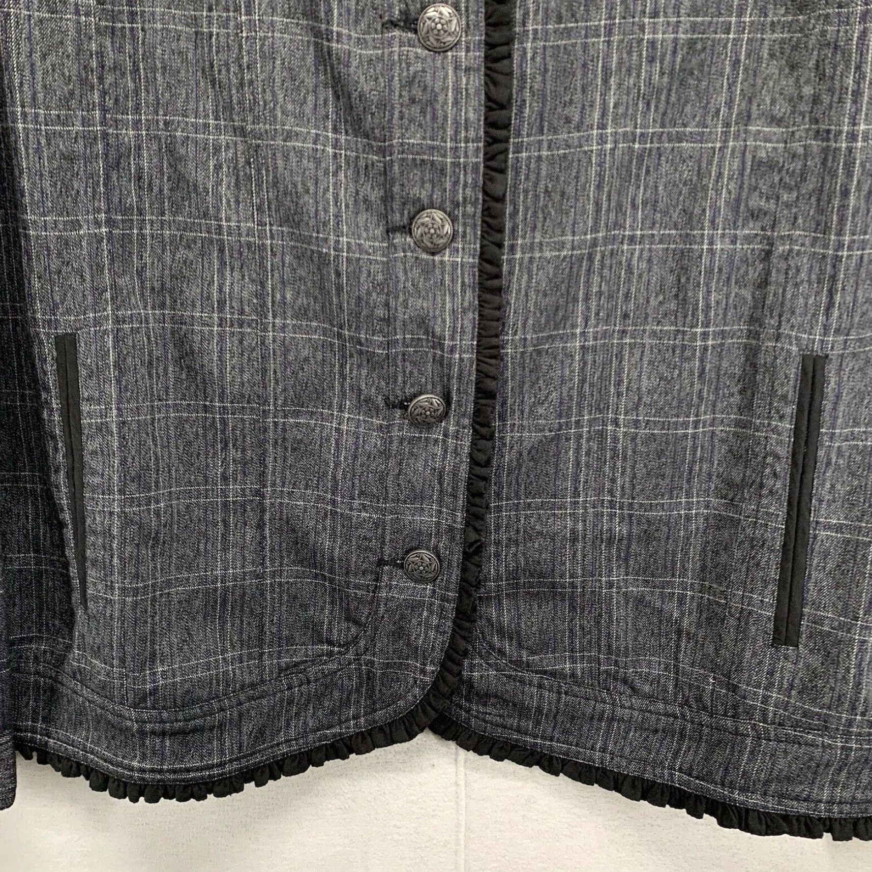 Vintage VINTAGE Draper's & Damon's Women Jacket XL Dark Gray Plaid Metal Buttons Black Trim 90s City Classic Basic Jacket Womens Size XL / US 12-14 / IT 48-50 - 5 Thumbnail