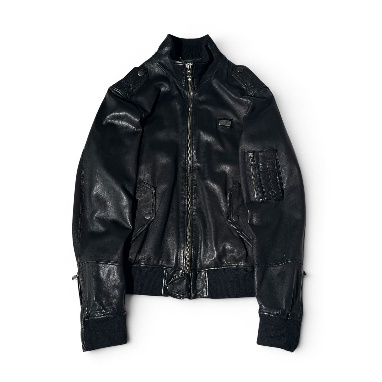 Dolce & Gabbana Dolce Gabbana Black Leather Multipocket Zipper Jacket Size US L / EU 52-54 / 3 - 1 Thumbnail