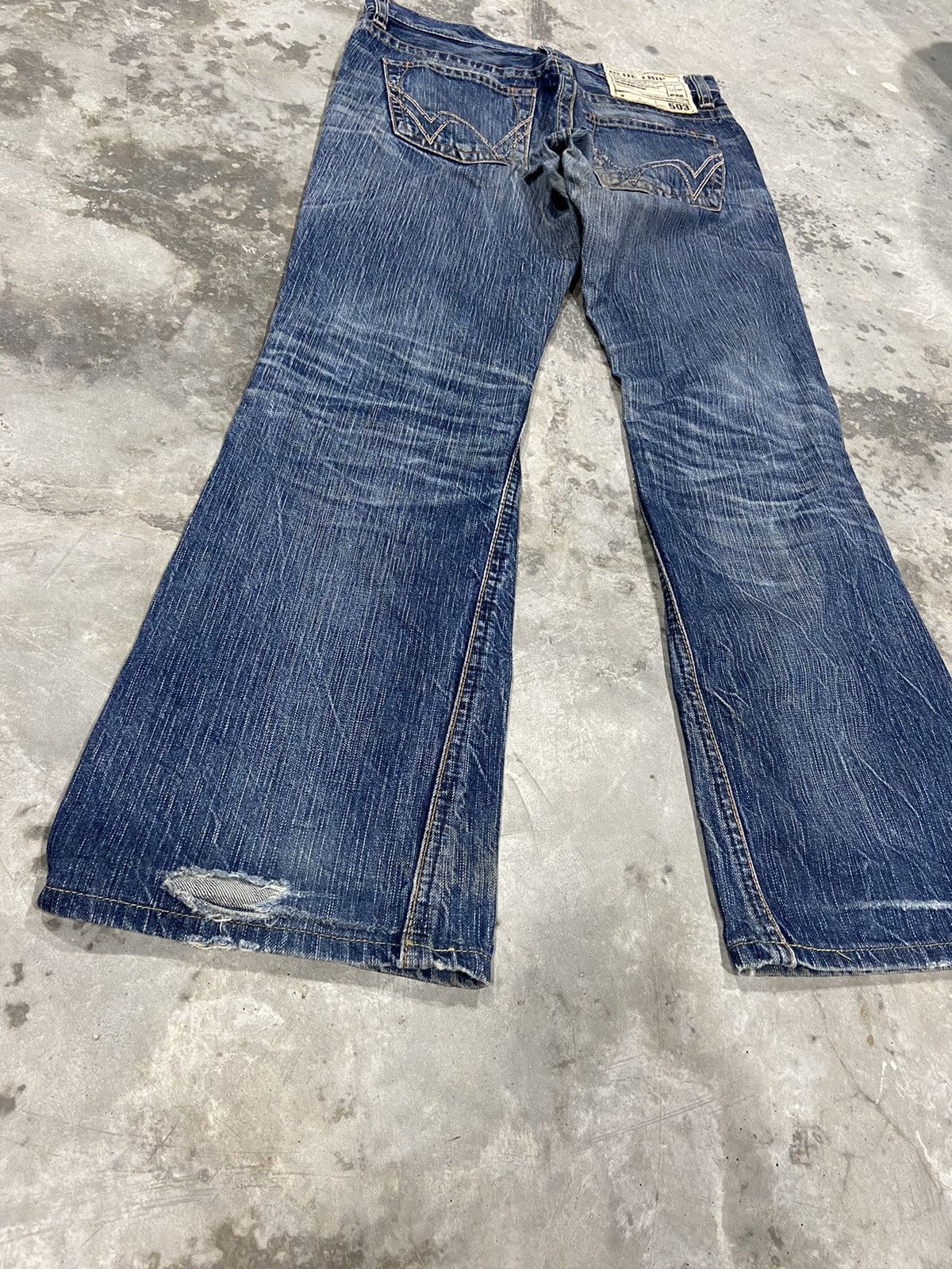 Edwin × Other ❤️‍🔥SEND OFFER ❤️‍🔥Edwin Blue Trip Flare Jeans Grazy Design Size 30" / US 8 / IT 44 - 6 Thumbnail