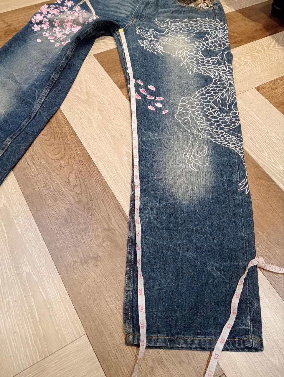 Japanese Brand HISHYOUHAKUREI ORIGINAL WAGARA DENIM SUKAJAN DRAGON PANTS Size US 32 / EU 48 - 14 Thumbnail
