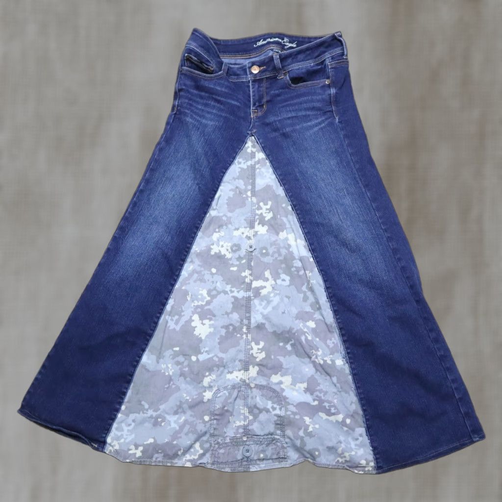 American Eagle Outfitters VINTAGE American Eagle Outfitters Skirt Jeans Regular Blue Denim Stretch Boot Cut Women's 6 Size 28" / US 6 / IT 42 - 1 Thumbnail