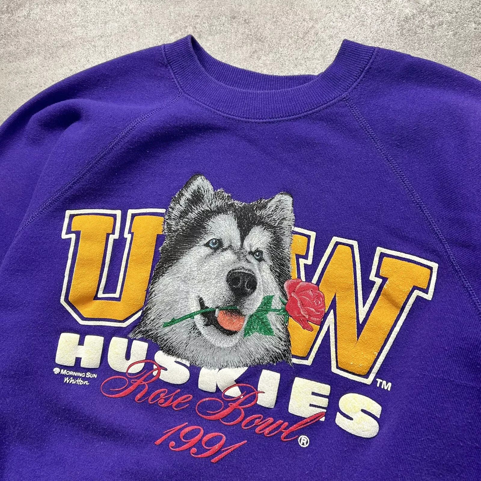 NCAA × Vintage WASHINGTON HUSKIES ROSE BOWL 1991 SWEATSHIRT SIZE M HANES Size US M / EU 48-50 / 2 - 2 Thumbnail