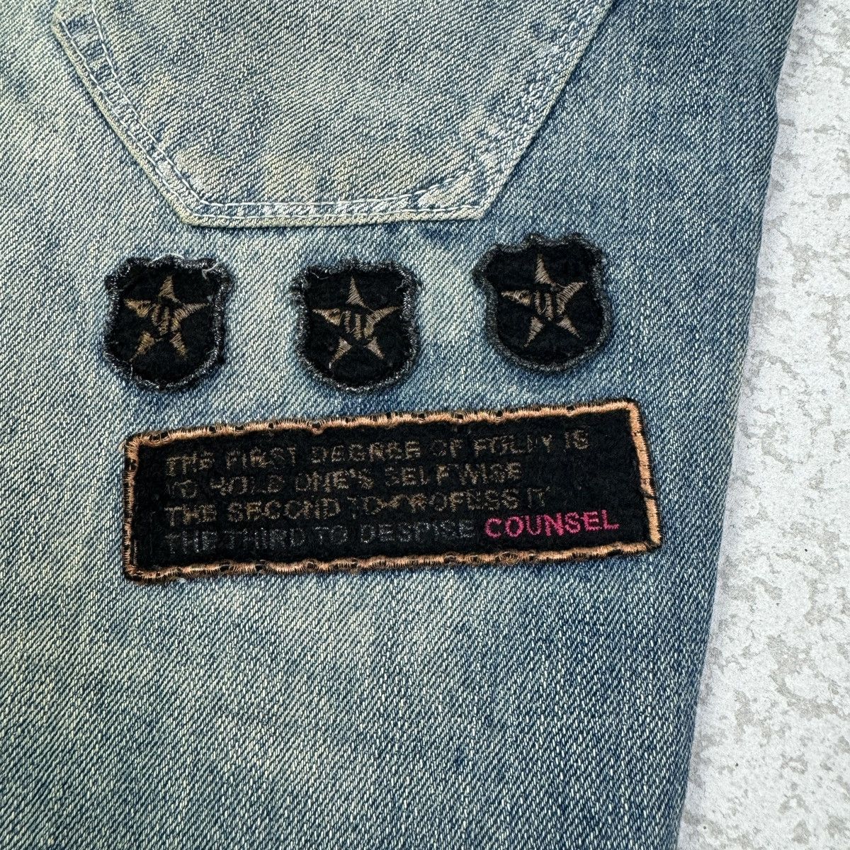 If Six Was Nine Japanese Brand Army of Me Patches Flare Jeans Size US 31 - 14 Thumbnail