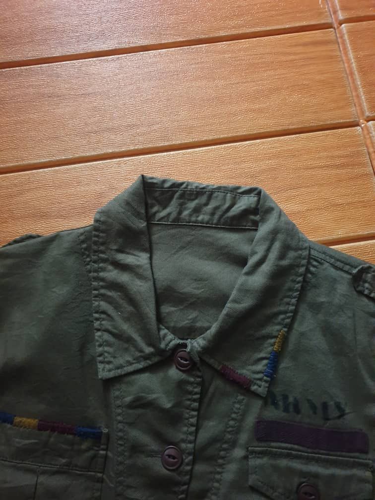 Japanese Brand Army green button ups longsleeve shirt Size S / US 4 / IT 40 - 2 Thumbnail