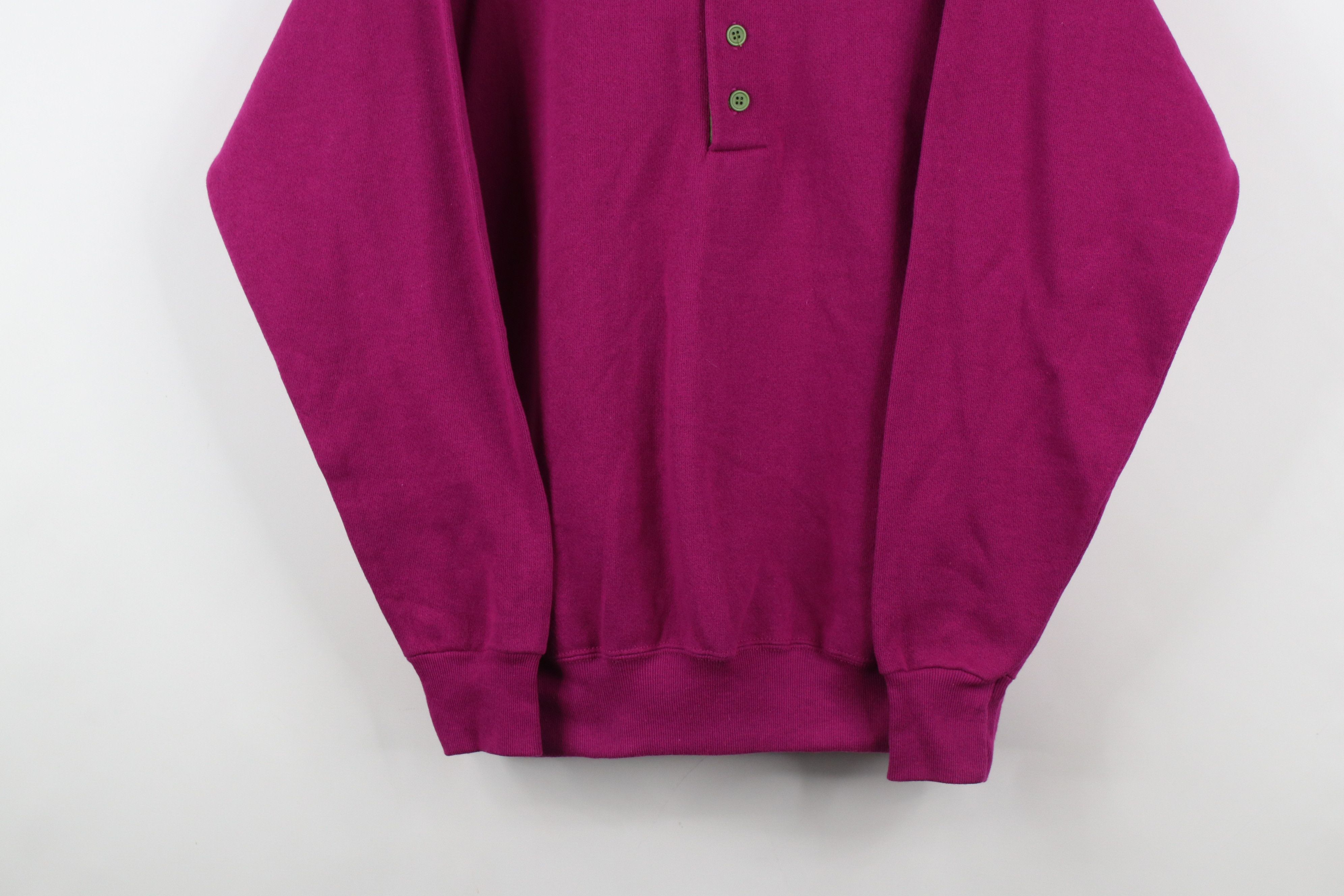 Vintage Vintage 90s Streetwear Blank Henley Sweatshirt Purple USA Size US M / EU 48-50 / 2 - 3 Thumbnail