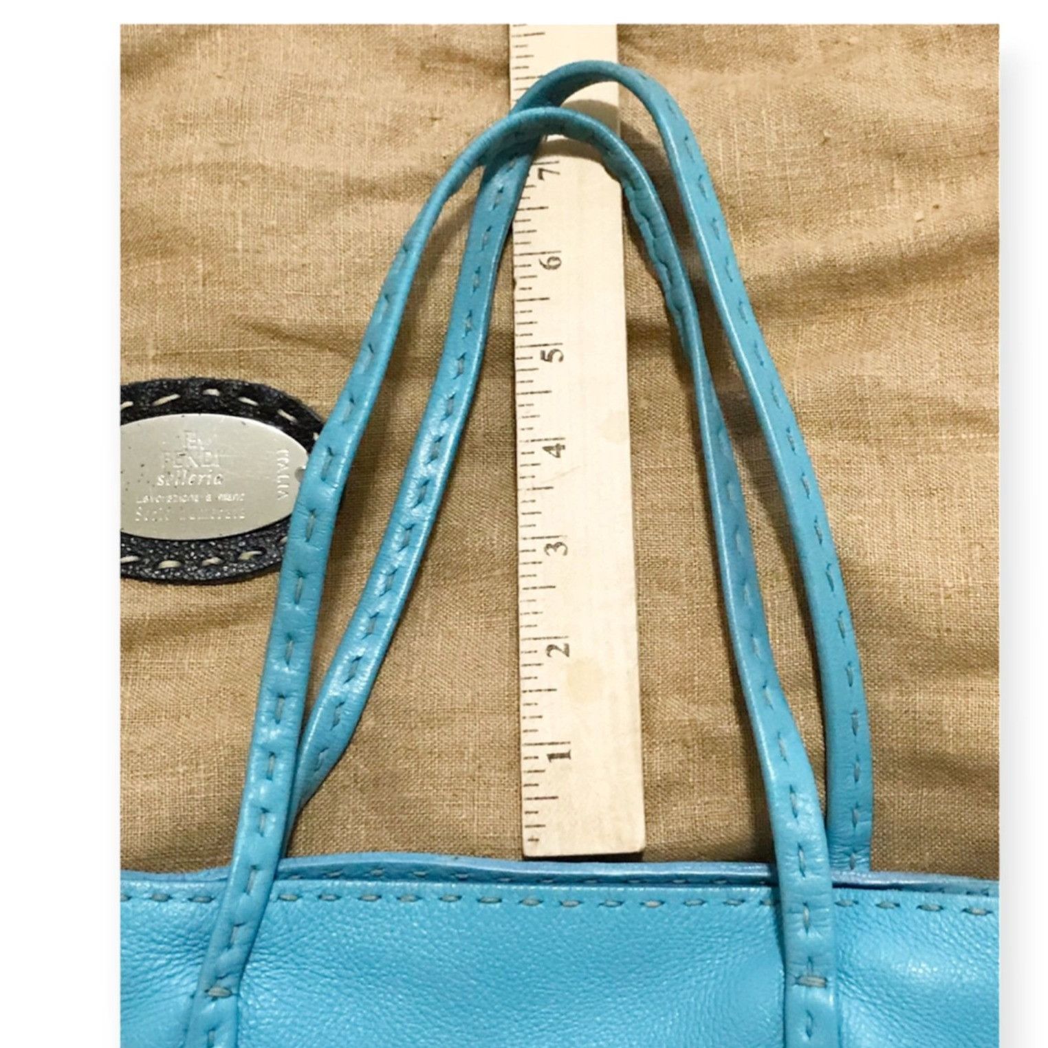 Fendi Fendi Selleria Blue Leather Tote Handcrafted Roll Bag Italy Size ONE SIZE - 10 Thumbnail