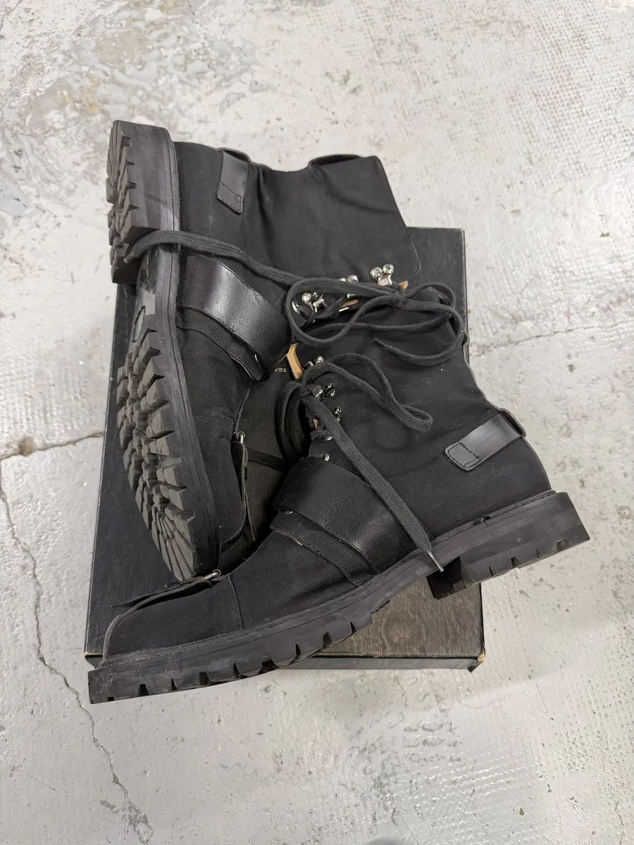 Dries Van Noten 2000s Dries Van Noten Stras Combat Black Leather Boots Size US 12 / EU 45 - 3 Thumbnail