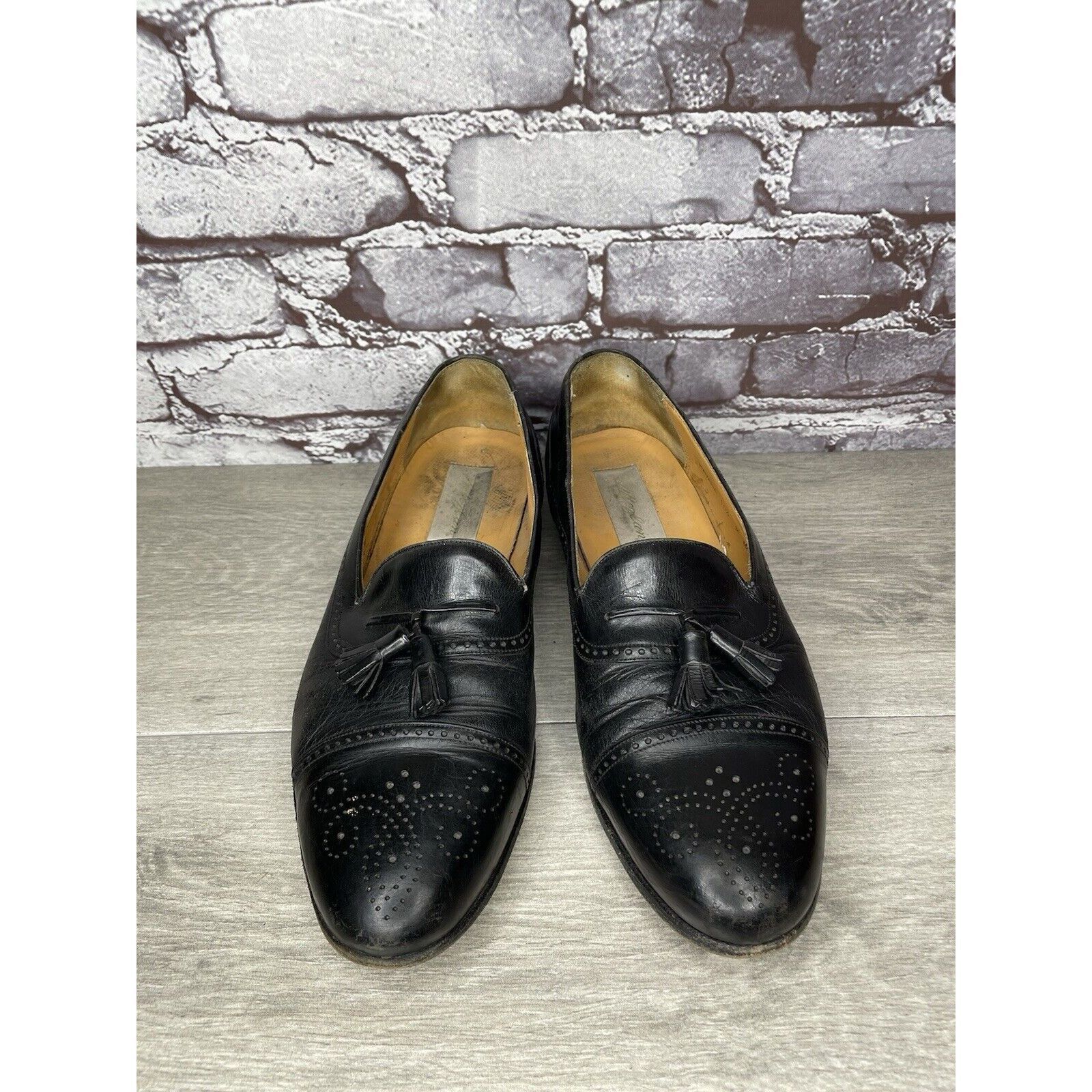 Mezlan MEZLAN HAVANA Black Leather Wingtip Tassel Loafers Shoes Men Size US 10.5 / EU 43-44 - 3 Thumbnail