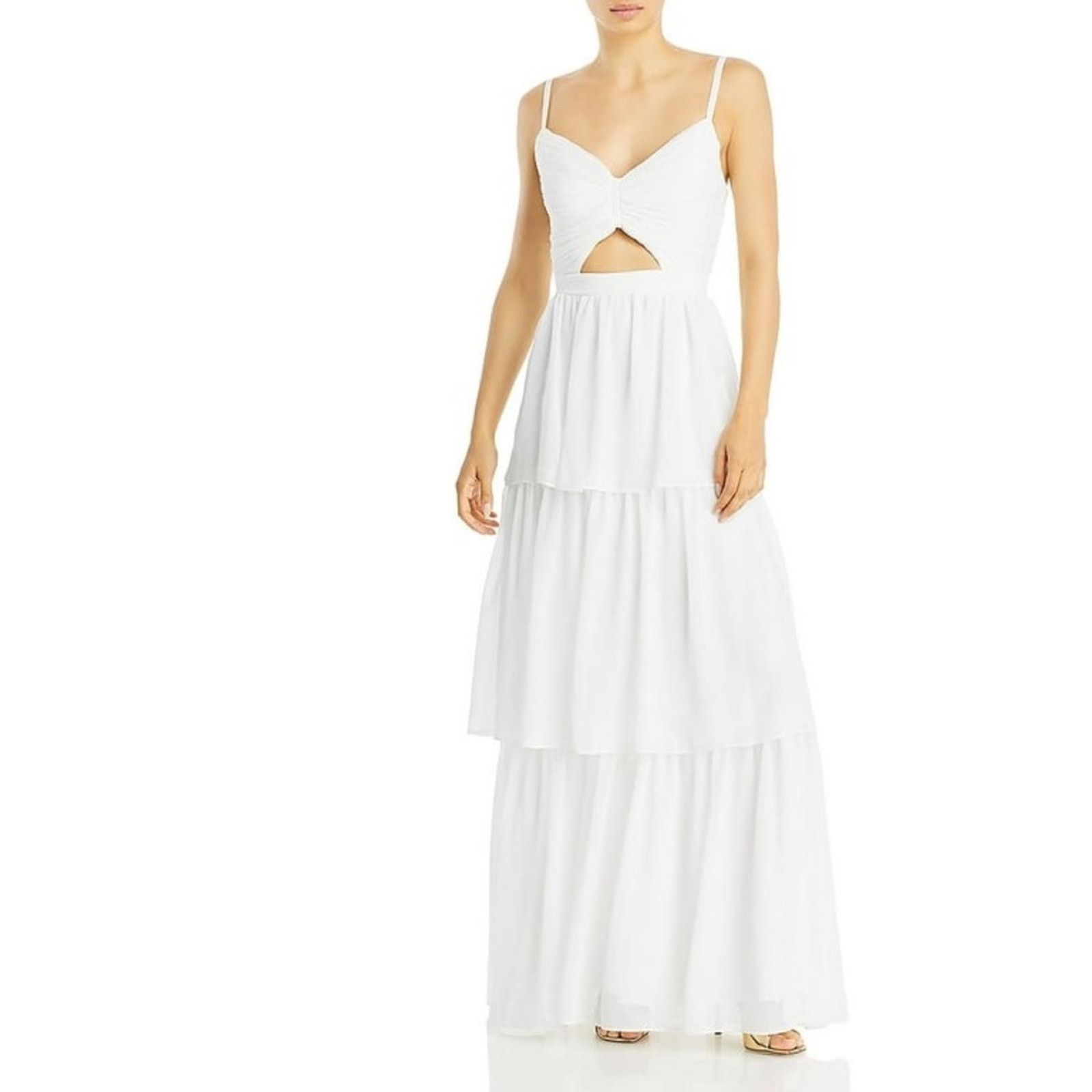 Bloomingdale's AQUA White Cutout Tiered Gown 12 NWT Size XL / US 12-14 / IT 48-50 - 1 Thumbnail