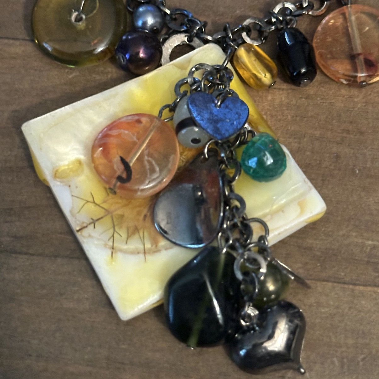 Other Dark silver tone mother of pearl pendant and charms necklace Size ONE SIZE - 5 Thumbnail