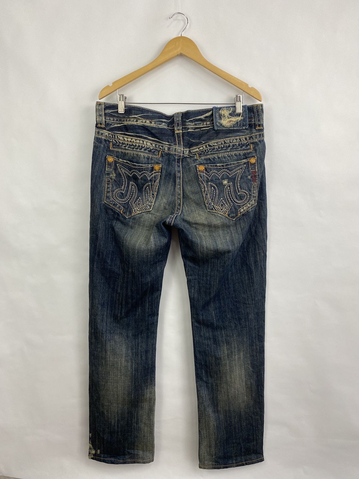 4GSELLER 🇯🇵 Y2K MEK Denim USA Trashed Faded Japan Style Jeans Rare Size US 34 / EU 50 - 3 Thumbnail