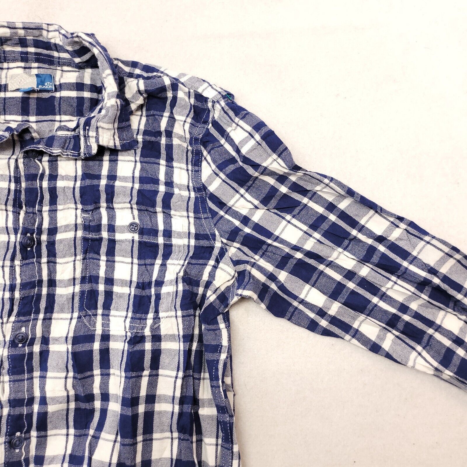 14th & Union 14th & Union Madras Flannel Shirt Mens Size Medium M Blue Size US M / EU 48-50 / 2 - 5 Thumbnail