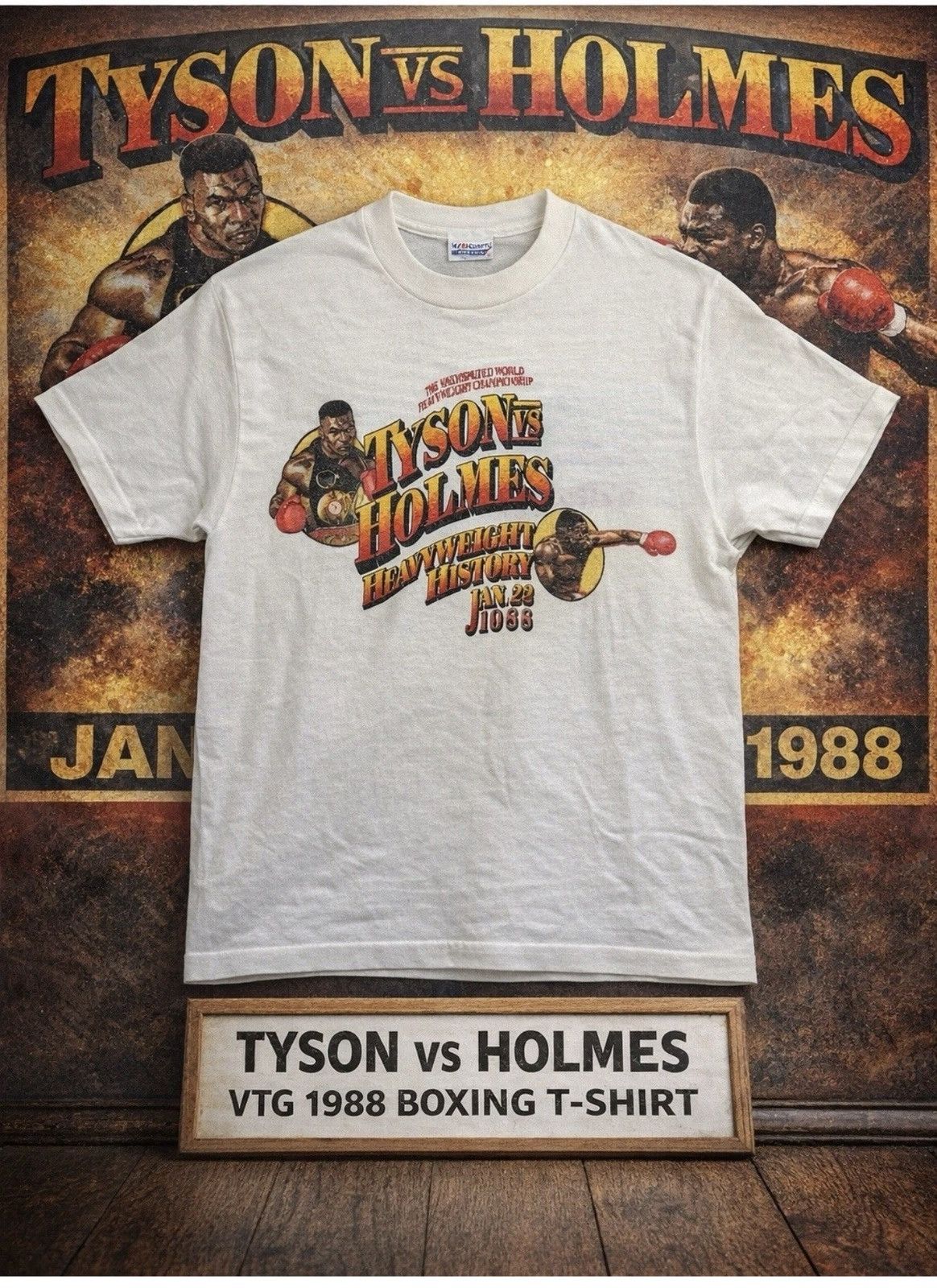 Hanes Vtg 80s MIKE TYSON LARRY HOLMES Shirt Trump Plaza Don King M Size US M / EU 48-50 / 2 - 15 Thumbnail