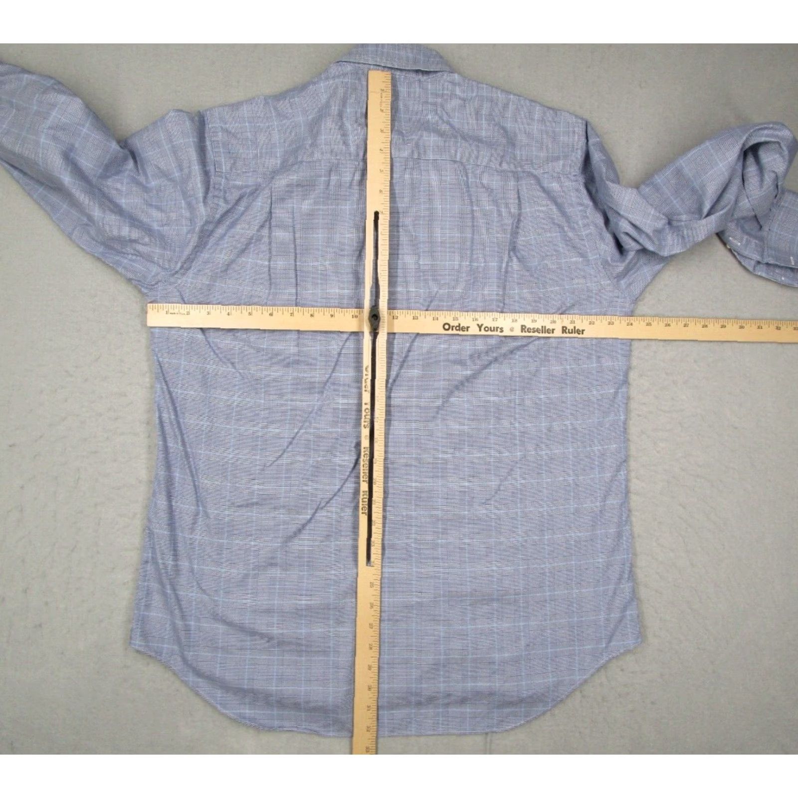 David Donahue David Donahue Mens Blue Houndstooth Dress Shirt 16.5 34 Long Sleeve Button Up Cotton Size 34R - 5 Thumbnail