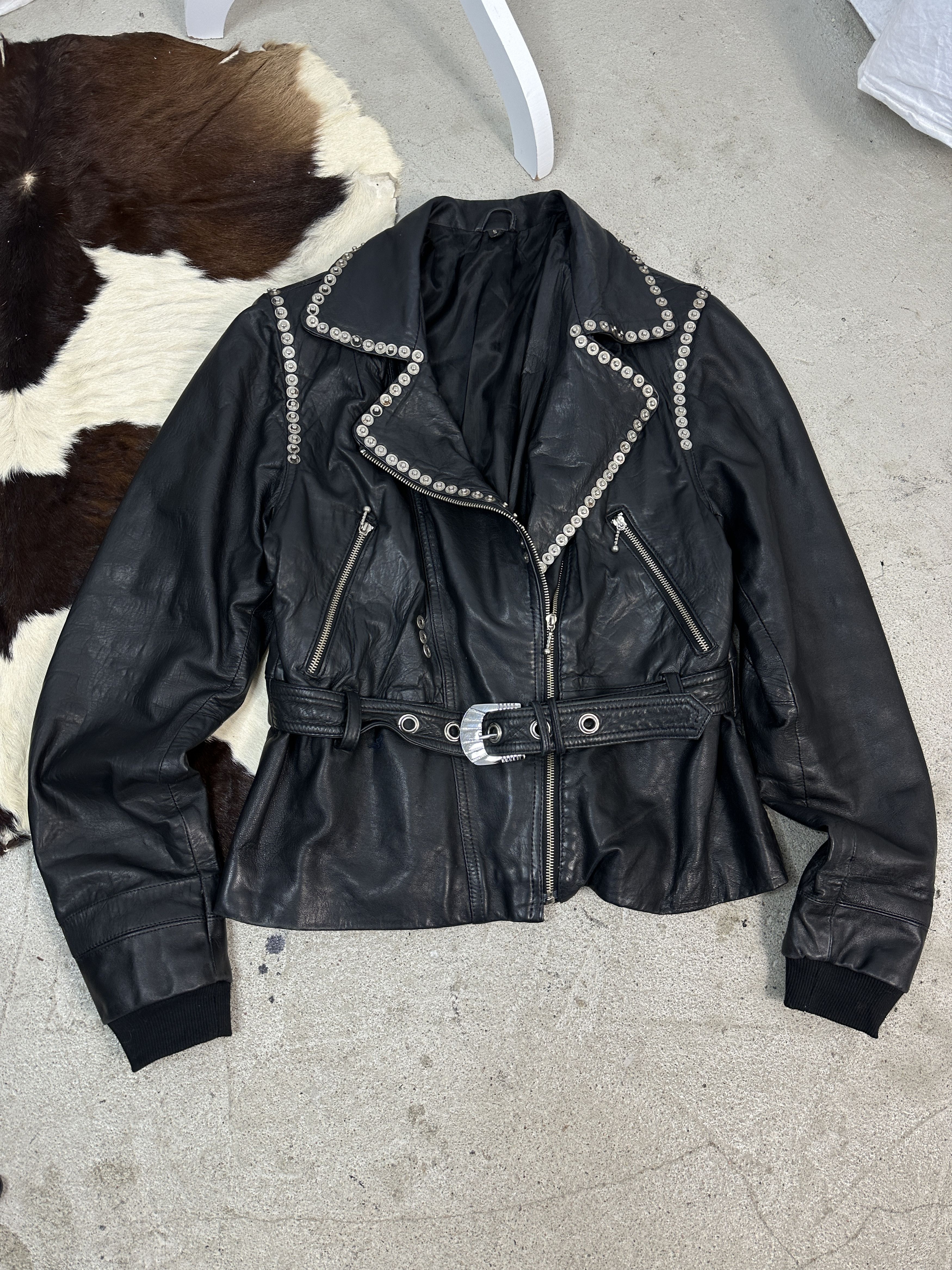 Vintage Vintage Moto Grunge Y2K Biker Studded Leather Jacket Size S / US 4 / IT 40 - 1 Thumbnail