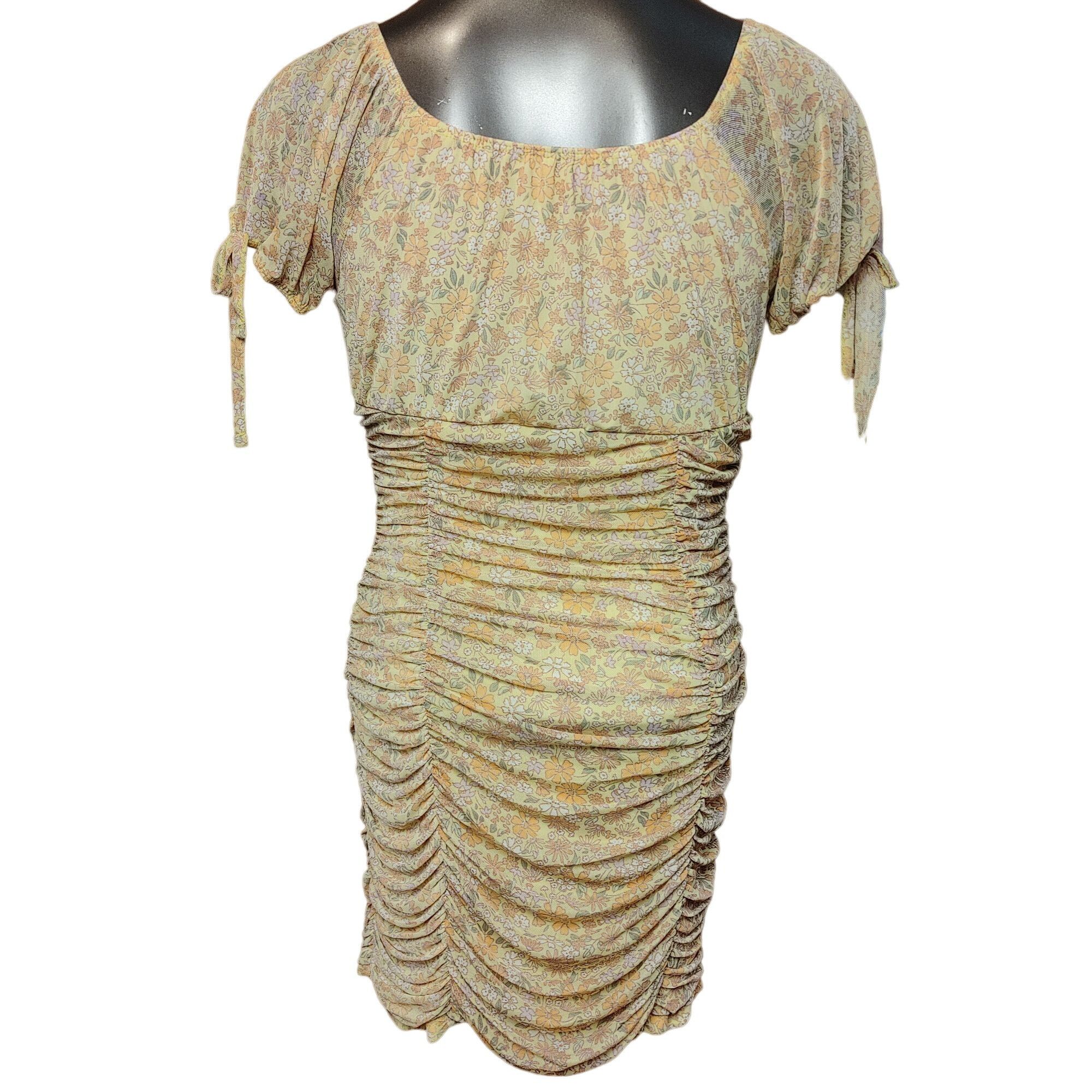 Other No Comment Women's Yellow Corset Front Smocked Short Sleeve Size L / US 10 / IT 46 - 2 Thumbnail