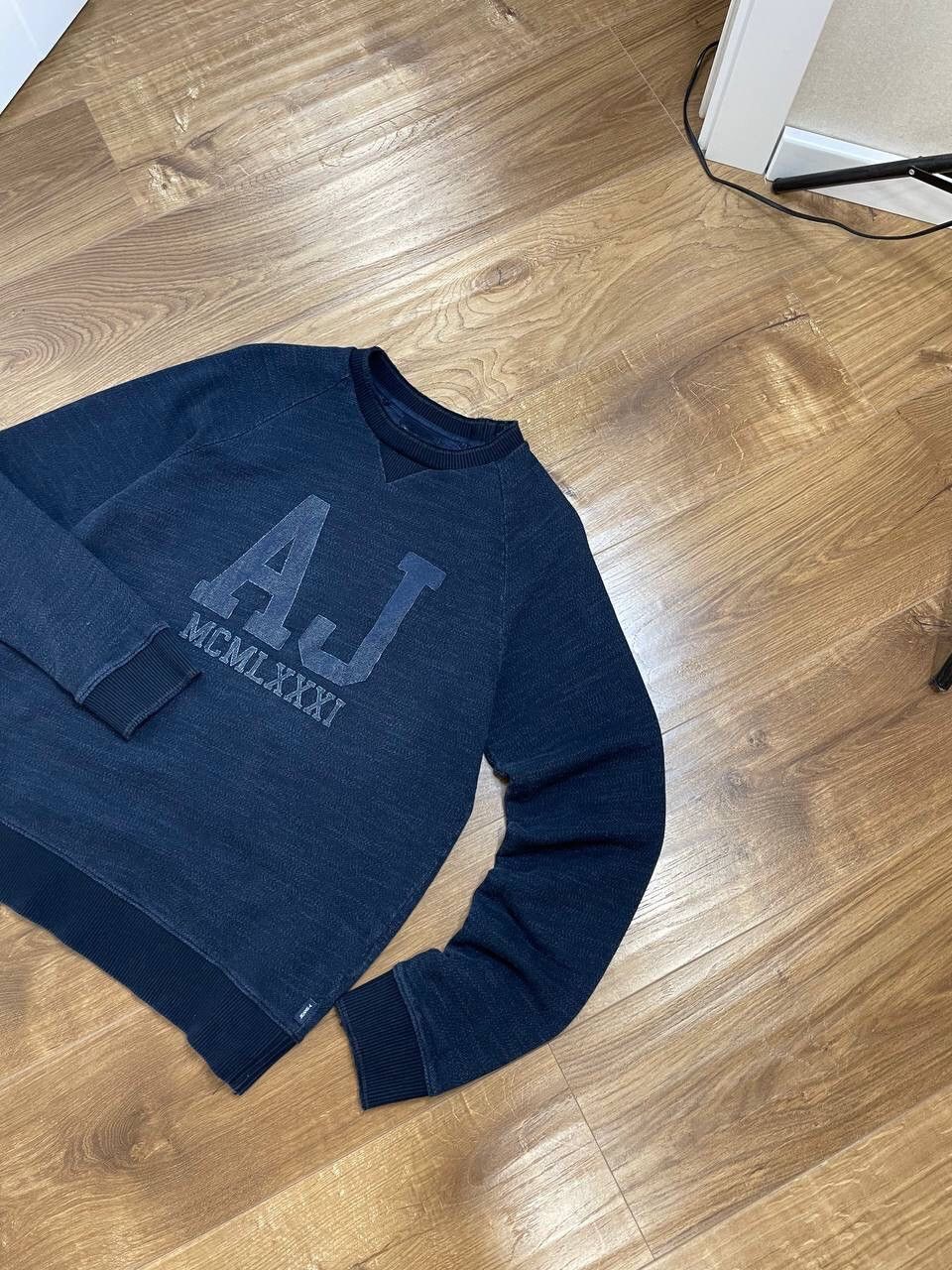 Armani × Vintage Vintage Armani Jeans Blue Big Logo Y2K Style Sweatshirt Size US XL / EU 56 / 4 - 4 Thumbnail