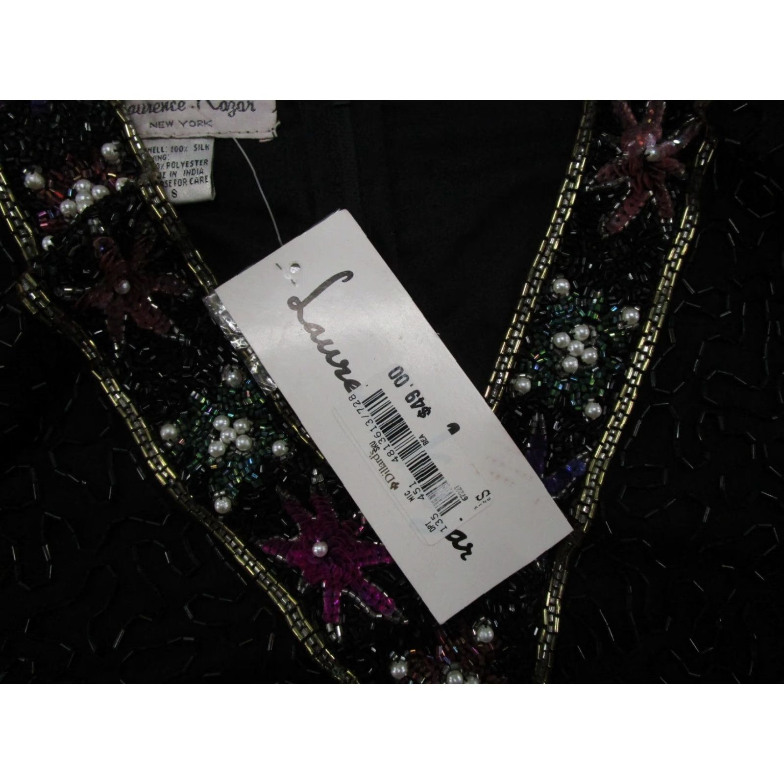 Vintage VINTAGE Laurence Kazar Sequin Beaded Silk Top Floral Womens S Whimsy Fairy NEW Size S / US 4 / IT 40 - 2 Thumbnail