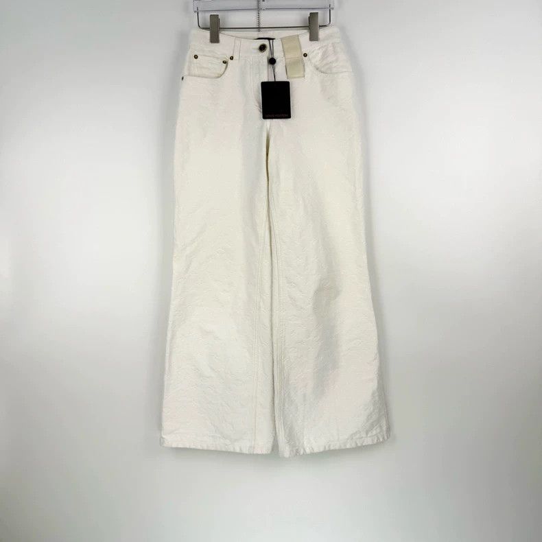 Louis Vuitton Louis Vuitton White jeans with dark stripes and full logo l Size US 36 / EU 52 - 3 Thumbnail