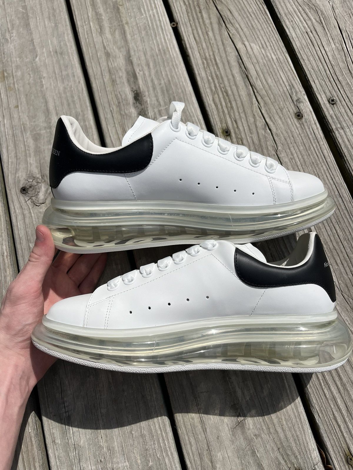 Alexander McQueen Alexander McQueen Oversized Clear Sole Sneaker (White/Black) Size US 8.5 / EU 41-42 - 3 Thumbnail