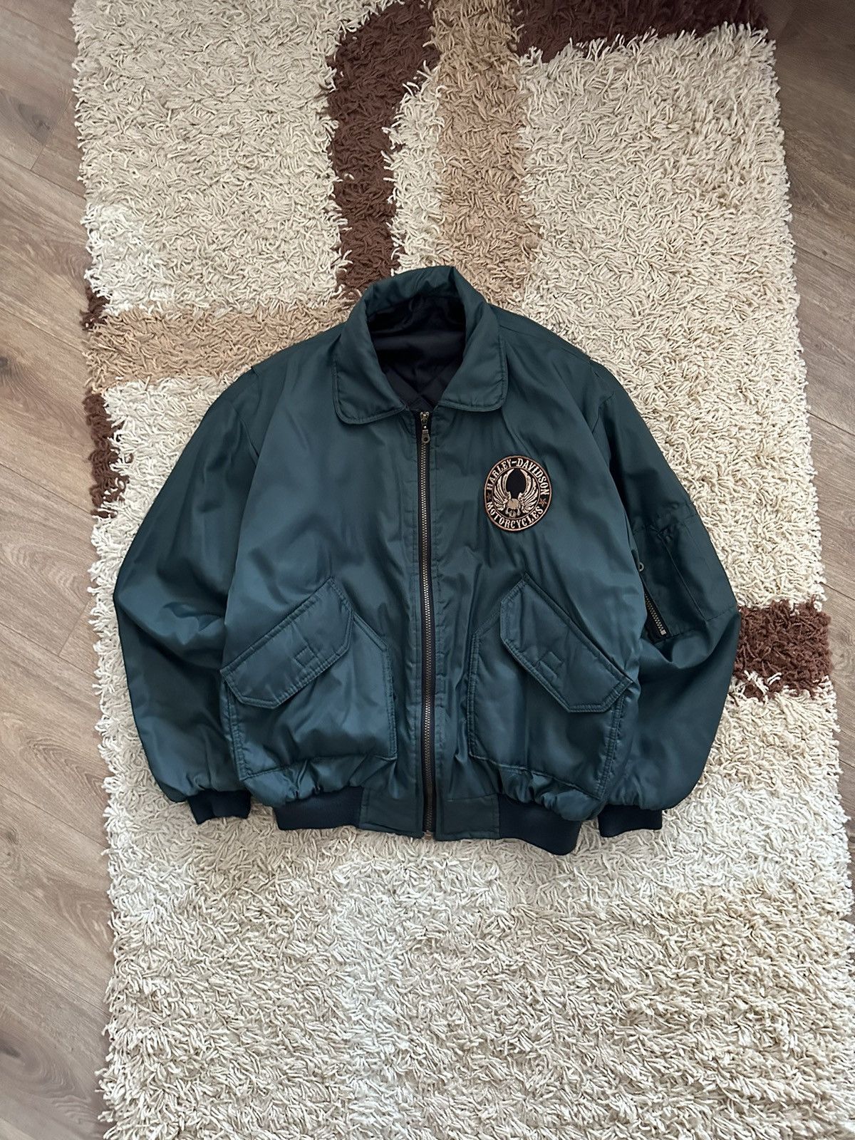 Alpha Industries 🔥VINTAGE HARLEY DAVIDSON CWU 45 ALPHA STYLE BOMBER🔥 Size US L / EU 52-54 / 3 - 1 Thumbnail