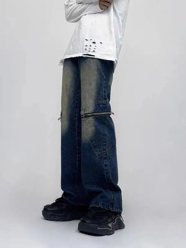 VIBE Vintage washed zip pocket micro-flare jeans Size US 32 / EU 48 - 7 Thumbnail