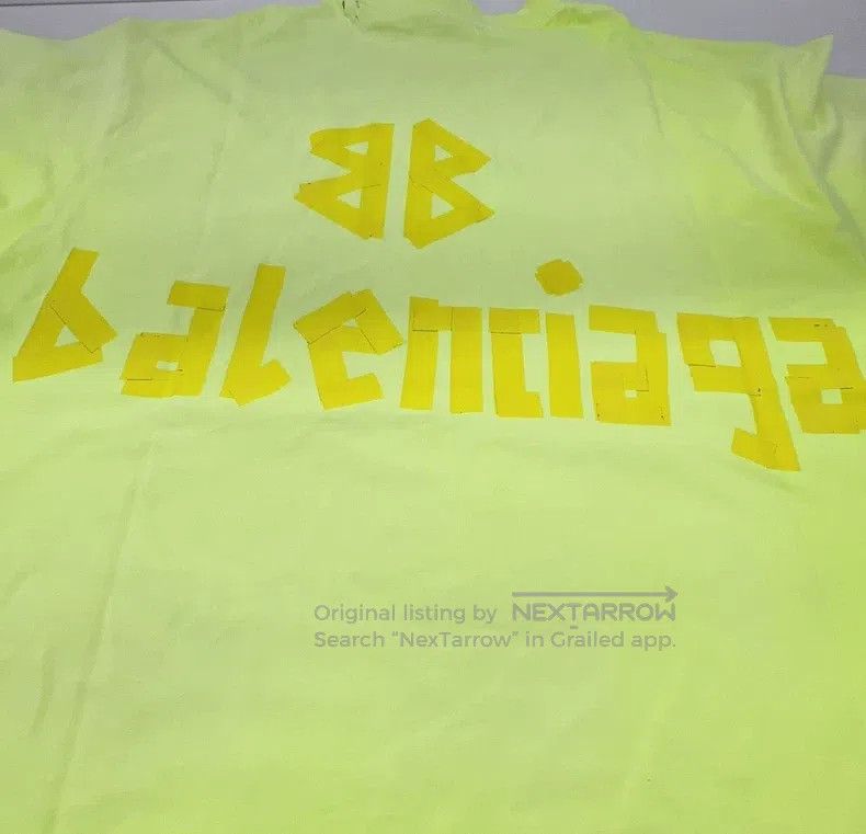 Balenciaga Balenciaga Neon Yellow Tape Logo Short Sleeve T-Shirt Size US S / EU 44-46 / 1 - 8 Thumbnail
