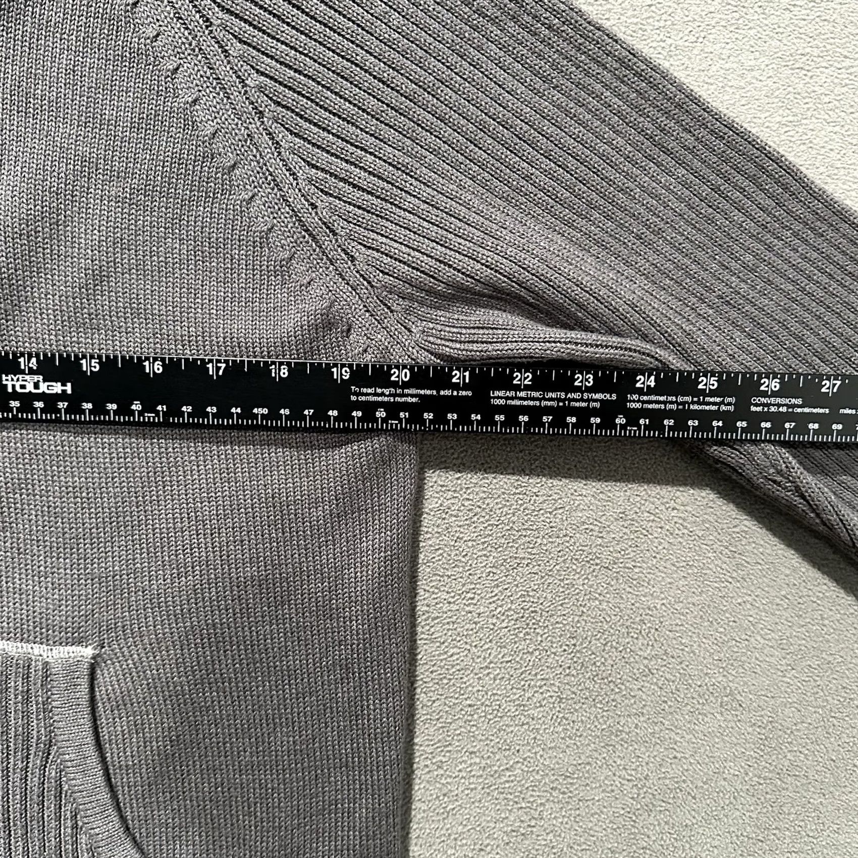 Carbon Carbon Hoodie Men Medium Gray Ribbed Knit Full Zip Sweatshirt Hooded Stretch GUC Size US M / EU 48-50 / 2 - 4 Thumbnail
