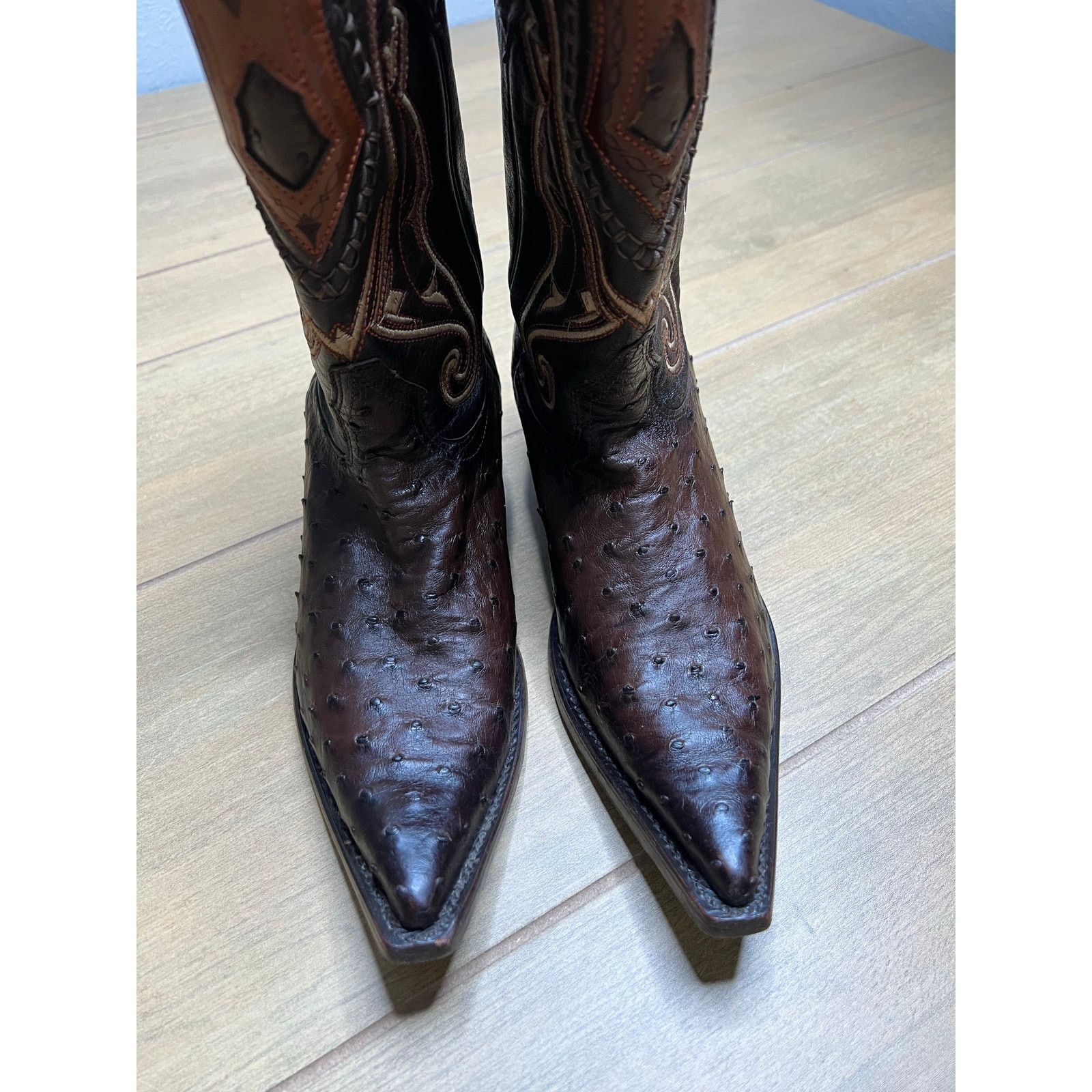 Los Altos Boots Los Altos Quill Ostrich Cowboy Boots Brown Leather Mens 7 EE Size US 7 / EU 40 - 15 Thumbnail