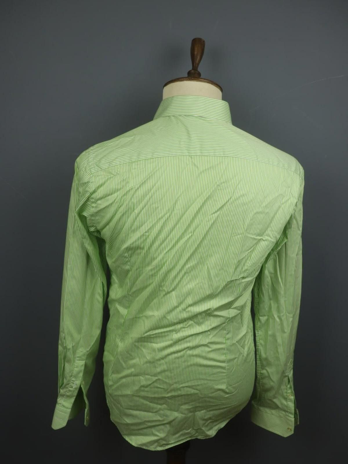 Eton Eton Green White Striped Cotton Collared Dress Shirt Size 41 Size 38R - 2 Thumbnail