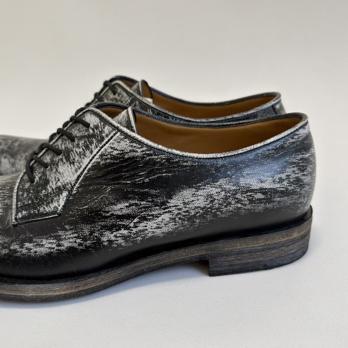 Jil Sander Black/White ‘Distressed Leather’ Derby Shoes Size US 9 / EU 42 - 11 Thumbnail