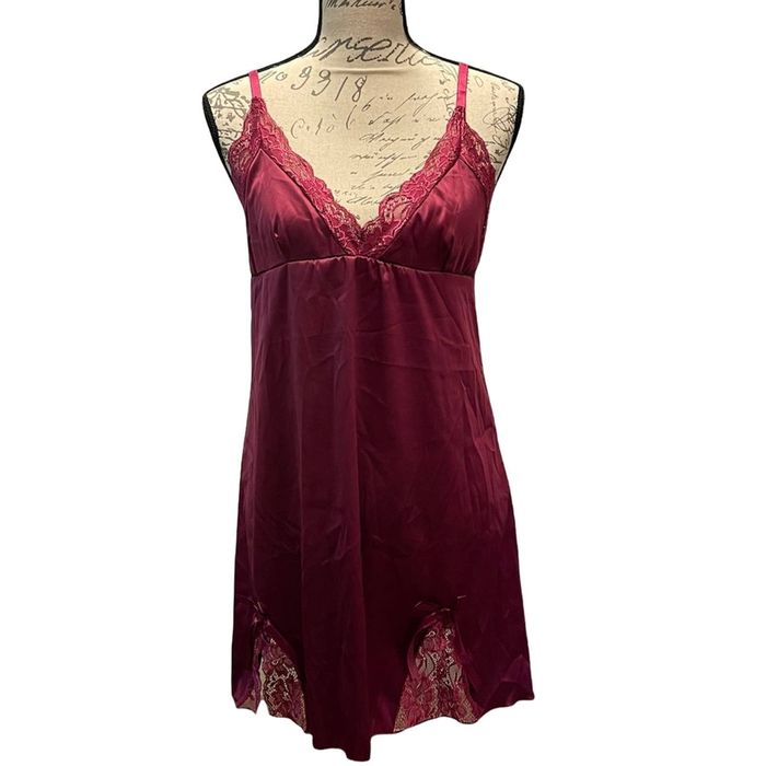 Amomento Adome Maroon Red Satin Nightgown Lingerie Set X-Large NEW ...