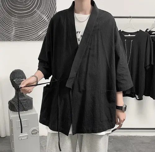 Japanese Brand New Summer Collection Modish Cardigan Kimono Noragi Unisex Size US L / EU 52-54 / 3 - 4 Thumbnail